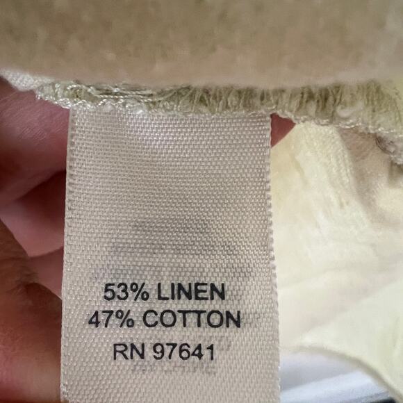 J.Jill Linen Cotton Blend Light Green Yellow Button Down Tunic Top Size S - Picture 6 of 10